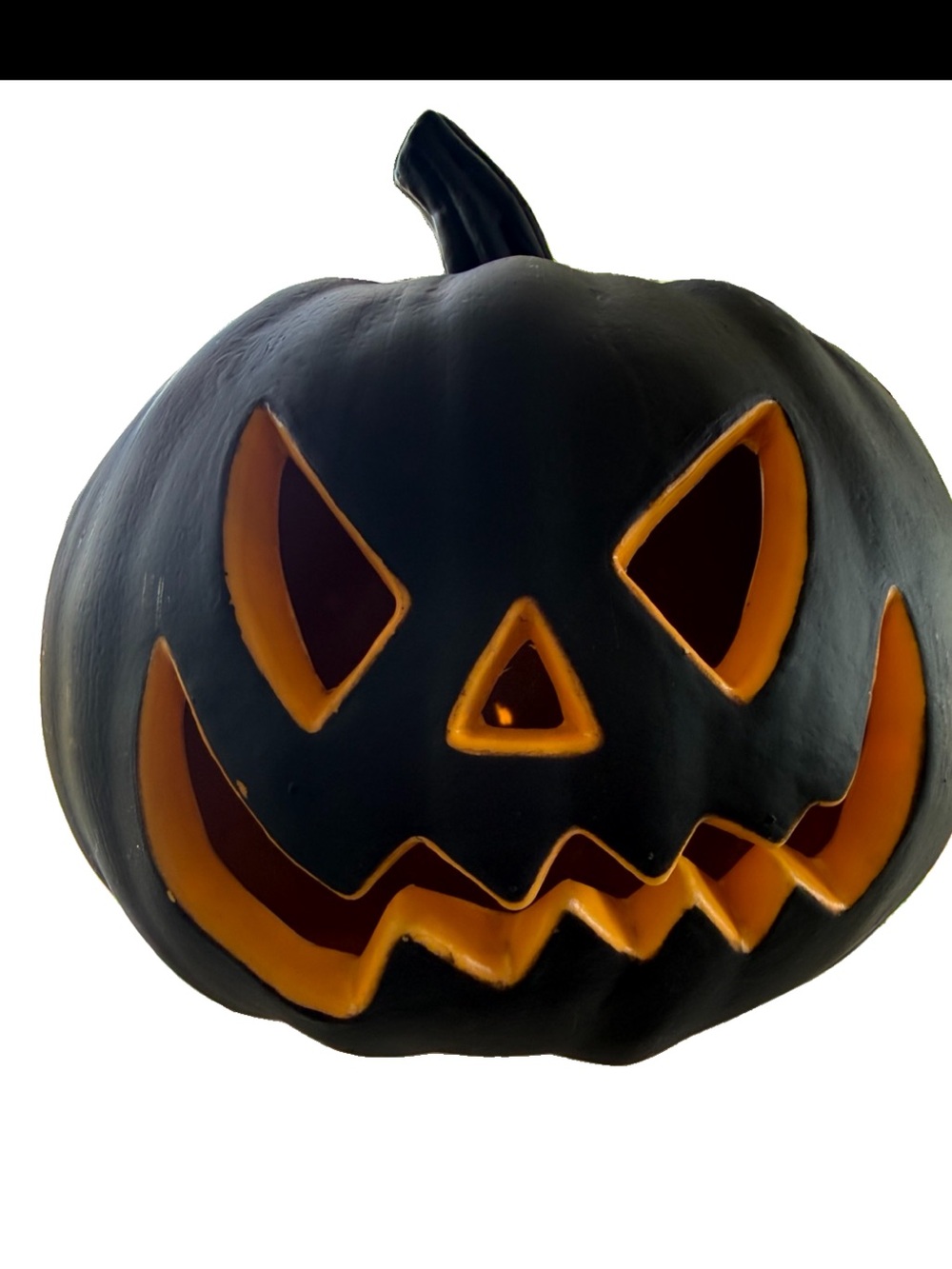 Vintage Momentum Brands Black Pumpkin Blow Mold Light Up Jack O Lantern 9 Inch